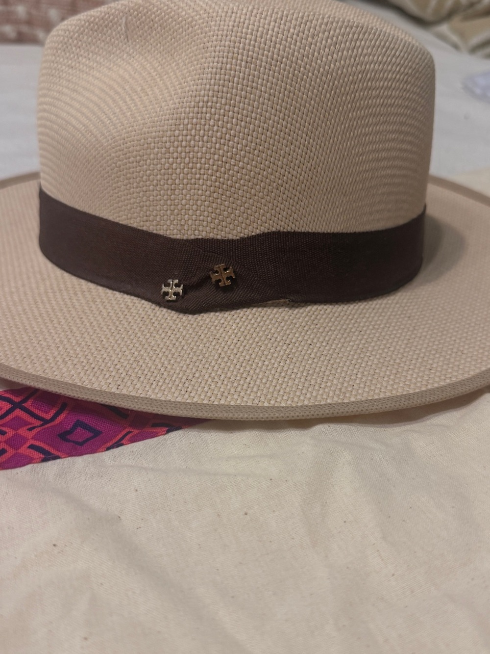 Natural Straw Fedora with Dark Brown Band